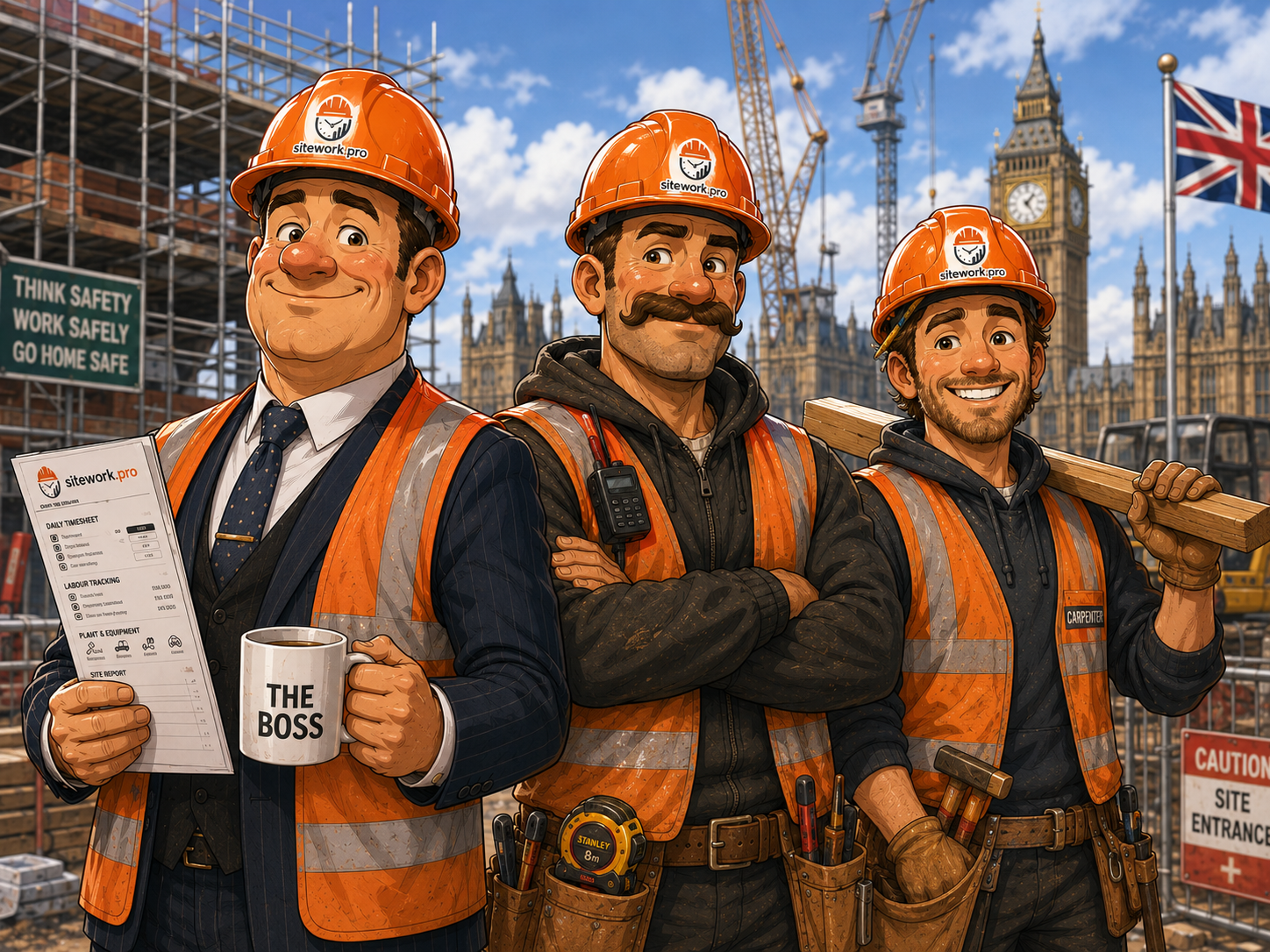 British construction team using Site Work Pro on site